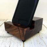 Walnut iPhone charging stand, wood iphone dock, iphone 7 stand, iphone 6s plus, cell phone stand, wooden phone holder, tech lover gift. U23