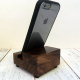 Walnut iPhone charging stand, wood iphone dock, iphone 7 stand, iphone 6s plus, cell phone stand, wooden phone holder, tech lover gift. U23