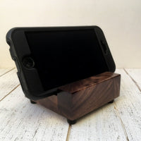 Walnut iPhone charging stand, wood iphone dock, iphone 7 stand, iphone 6s plus, cell phone stand, wooden phone holder, tech lover gift. U23