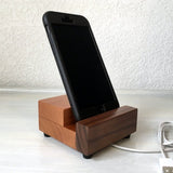 Walnut cherry iPhone charging stand, wood iphone dock, iphone 7 stand, iphone 6s plus, cell phone stand, wooden phone holder, tech gift. T14