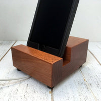 Simple iPhone stand - Brazilian cherry charging dock - docking station - charging station - wood phone stand -phone holder - tech gift. R16