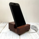 Mobile phone stand, iPhone dock, charging stand, docking station, charging station, wood phone stand, phone holder, tech gift. R15