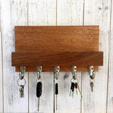 Mahogany wood entryway organizer, key rack for wall, mail and key, key hanger, leash hanger, wooden mail organizer, modern decor. L21