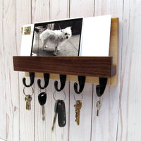 Modern entryway organizer, wood mail and key holder, wall key rack, key hanger, key storage, leash hanger, wooden mail organizer, gift. B20