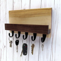 Modern entryway organizer, wood mail and key holder, wall key rack, key hanger, key storage, leash hanger, wooden mail organizer, gift. B20