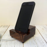 Walnut iPhone charging stand, wood iphone dock, iphone 7 stand, iphone 6s plus, cell phone stand, wooden phone holder, tech lover gift. U23