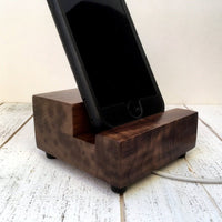 Phone stand for desk, wood iphone dock, iphone 7 stand, iphone 8, iphone plus, cell phone stand, phone holder, gift for coworker. V23