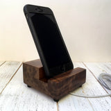 Phone stand for desk, wood iphone dock, iphone 7 stand, iphone 8, iphone plus, cell phone stand, phone holder, gift for coworker. V23