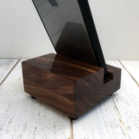 Walnut phone stand, iPhone stand, simple phone stand, iPhone X dock, iPhone 7, iPhone plus, mobile phone stand, gift for tech lover. H24