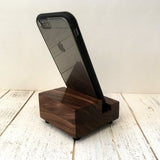 Walnut phone stand, iPhone stand, simple phone stand, iPhone X dock, iPhone 7, iPhone plus, mobile phone stand, gift for tech lover. H24