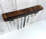 Solid Walnut necklace organizer, jewelry rack for wall, key rack, jewelry shelf, necklace hanger, wooden jewelry rack, walnut wall rack. D20