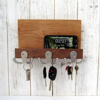 Modern entryway organizer, wooden mail and key holder, wall key rack, key hanger, key storage, leash hanger, wooden mail organizer.  G22