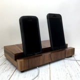 Walnut iPad stand, iPhone stand, multi phone charging stand, iphone dock, docking station, iPad dock, ipad mini, custom MADE TO ORDER.  H25