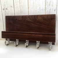 Pure Walnut entryway organizer, walnut mail and key holder, wall key rack, key hanger, key storage, leash hanger, wooden mail organizer. M24