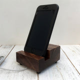 Walnut phone stand, iPhone stand, simple phone stand, iPhone X dock, iPhone 7, iPhone plus, mobile phone stand, gift for tech lover. H24