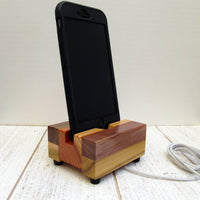 Compact phone dock, iPhone stand, wooden phone stand, charging stand, charging dock, simple phone dock, charging station, tech gift. P17