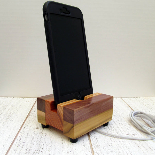 Compact phone dock, iPhone stand, wooden phone stand, charging stand, charging dock, simple phone dock, charging station, tech gift. P17