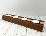 Long tealight holder, modern candle holder, centerpiece tea light holder, Christmas table decor, mahogany walnut, housewarming gift. Q24