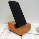 Wood charging stand, iPhone dock, Android dock, phone stand with charging hole, office gift, Christmas gift, tech lover gift, phone gift C18