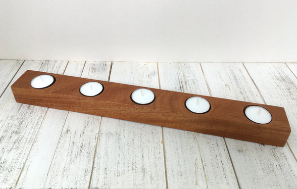 Long Tealight holder, African mahogany tea light candle holder, modern candle holder, tealight tray, tealight holder, wedding gift. K23