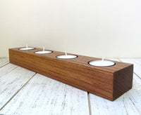 Modern candle holder, Long tealight holder, Brazilian cherry wood tea light holder, long candle holder, candle centerpiece, gift.  H23