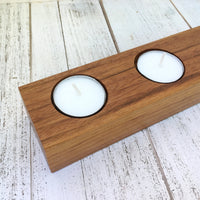 Modern candle holder, Long tealight holder, Brazilian cherry wood tea light holder, long candle holder, candle centerpiece, gift.  H23