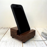 Walnut iPhone stand, charging stand, single phone stand, iPhone X dock, iPhone 7, iPhone plus, mobile phone stand, gift for tech lover. Q23