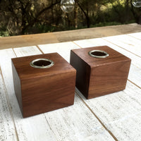 Pure walnut wood taper candle holder set, cube candle holder, Christmas table decor, set of two dinner candle holder, modern decor.  S24