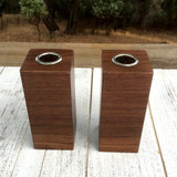 Walnut Taper candle holder, dinner candle holder set, table decor, block candle holder, set of two candle holders, pure walnut wood. R24