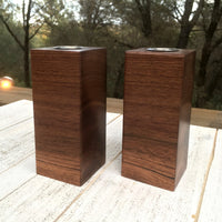 Walnut Taper candle holder, dinner candle holder set, table decor, block candle holder, set of two candle holders, pure walnut wood. R24