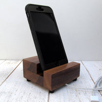 Walnut iPhone charging stand, wood iphone dock, iphone 7 stand, iphone 6s plus, cell phone stand, wooden phone holder, tech lover gift. W21