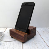 Walnut iPhone charging stand, wood iphone dock, iphone 7 stand, iphone 6s plus, cell phone stand, wooden phone holder, tech lover gift. W21