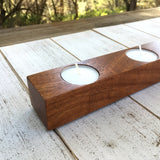 Mahogany tealight candle holder, tea light holder, candle centerpiece, Long Tealight holder, modern candle holder, gift for home. Z24