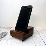 Walnut iPhone stand, charging stand, single phone stand, iPhone X dock, iPhone 7, iPhone plus, mobile phone stand, gift for tech lover. Q23