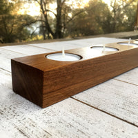 Brazilian cherry tealight holder, table centerpiece, modern candle holder,  tea light holder, long candle holder, housewarming gift.  B25