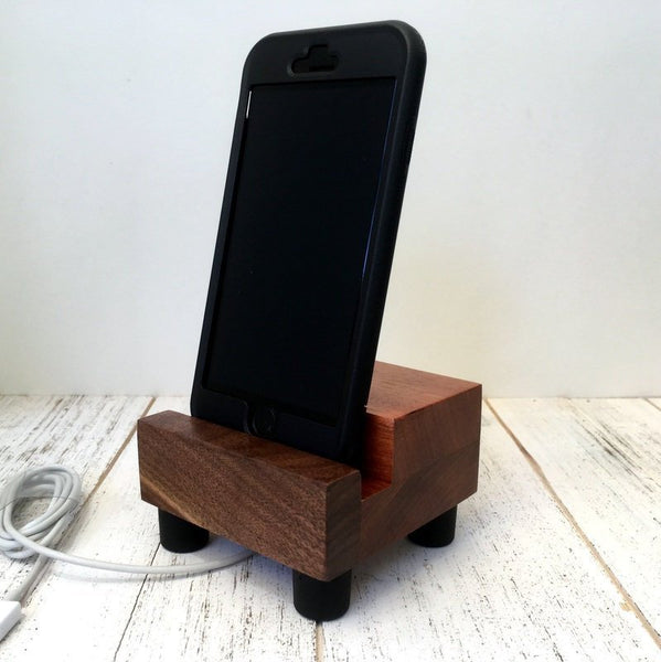 Wood iPhone stand, Samsung dock, charging stand, docking station, charging station, wood phone stand, universal phone dock, tech gift. C17