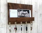 Modern entryway organizer, walnut mail and key holder, wall key rack, key hanger, key storage, leash hanger, wooden mail organizer. E25