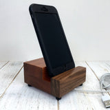 Phone stand, iPhone stand, cell phone stand, charging stand, docking station, charging station, wood phone holder, brazilian cherry.  W16