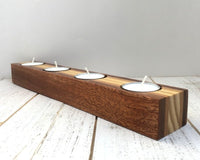 Centerpiece tealight holder, candle holder, tea light modern candle holder, mahogany walnut mixed wood holder, long candle holder, gift. P24