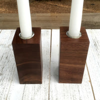 Walnut Taper candle holder, dinner candle holder set, table decor, block candle holder, set of two candle holders, pure walnut wood. R24