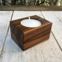 Walnut tealight candle holder, single tea light holder, modern candle holder, wood candle holder, tealight with holder, handmade, gift. F25