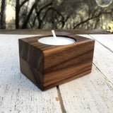 Walnut tealight candle holder, single tea light holder, modern candle holder, wood candle holder, tealight with holder, handmade, gift. F25