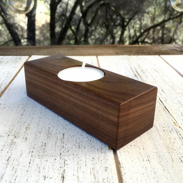 Walnut Tealight candle holder, tea light candle, modern candle holder, wood candle holder, tealight with holder, handmade.  G25