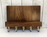 Pure Walnut entryway organizer, walnut mail and key holder, wall key rack, key hanger, key storage, leash hanger, wooden mail organizer. C25