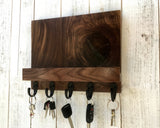 Pure walnut entryway organizer, Modern mail and key holder, wall key rack, key hanger, key storage, leash hanger, housewarming gift. D25