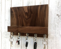 Modern entryway organizer, walnut mail and key holder, wall key rack, key hanger, key storage, leash hanger, wooden mail organizer. E25