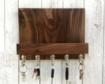 Modern entryway organizer, walnut mail and key holder, wall key rack, key hanger, key storage, leash hanger, wooden mail organizer. E25