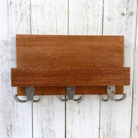 Mahogany wood entryway organizer, key rack for wall, mail and key, key hanger, leash hanger, wooden mail organizer, modern decor.  N21