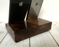 Walnut iPad stand, iPhone stand, tablet stand, docking station, charging station, iPad Pro, iPad Air, iPad dock, ipad mini.  I24